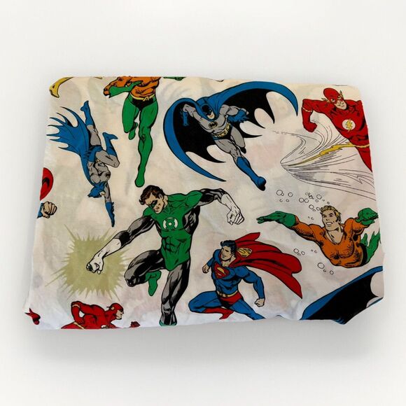 Pottery Barn TWIN FLAT DC Comics Superman Batman Green Lantern Aquaman Flash - Picture 3 of 4